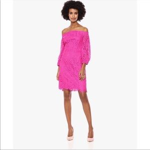 Trina Turk Pink Azul Lace Off the Shoulder Dress